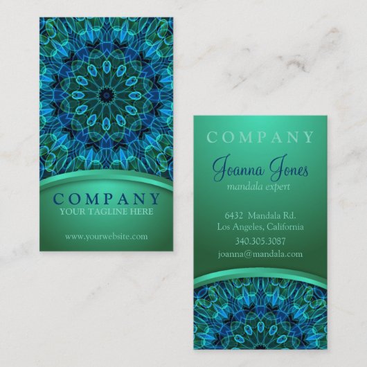 Blauwe en groene Pareltjes Visitekaartje (Voorkant / Achterkant)