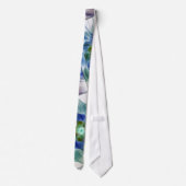 Blauwe en groene pastel fractale bloem abstract stropdas (Achterkant)