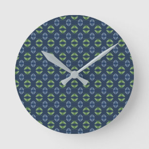 Blauwe en groene patterende wandklok