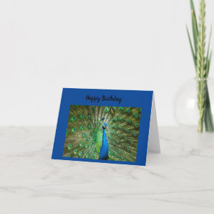 Blauwe en groene pauw verjaardagskaart kaart