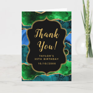 Blauwe en groene Peacock Agate Birthday Bedankkaart