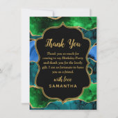 Blauwe en groene Peacock Agate Birthday Bedankkaart (Voorkant)