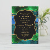 Blauwe en groene Peacock Agate Birthday Kaart (Staand voorkant)