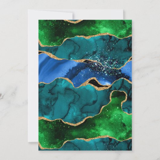 Blauwe en groene Peacock Agate Birthday Kaart (Achterkant)