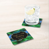 Blauwe en groene Peacock Agate Birthday Kartonnen Onderzetters (Insitu)