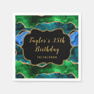 Blauwe en groene Peacock Agate Birthday Servet