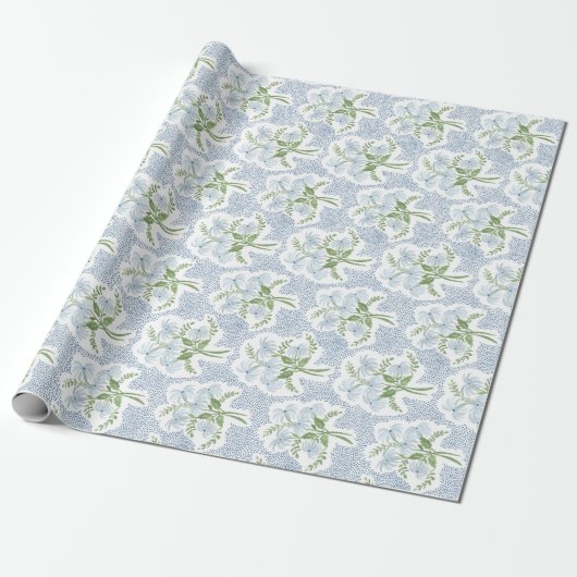 Blauwe en groene Pearl's Bouquet  Cadeaupapier (Uitgerold)