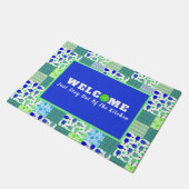 Blauwe en groene Pickleball Courts, Paddles & Ball Deurmat (Schuin)