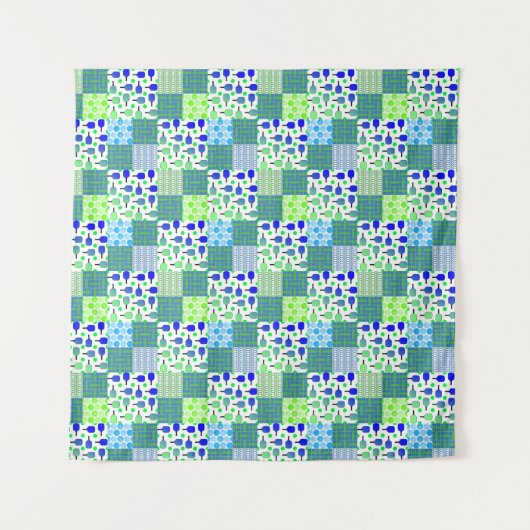 Blauwe en groene Pickleball Courts, Paddles & Ball Wandkleed (Voorkant (horizontaal))