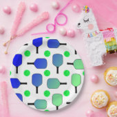 Blauwe en groene Pickleball Paddles Green Pickleba Papieren Bordje (Feest)