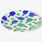 Blauwe en groene Pickleball Paddles Green Pickleba Papieren Bordje (Gekanteld)