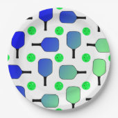 Blauwe en groene Pickleball Paddles Green Pickleba Papieren Bordje (Voorkant)