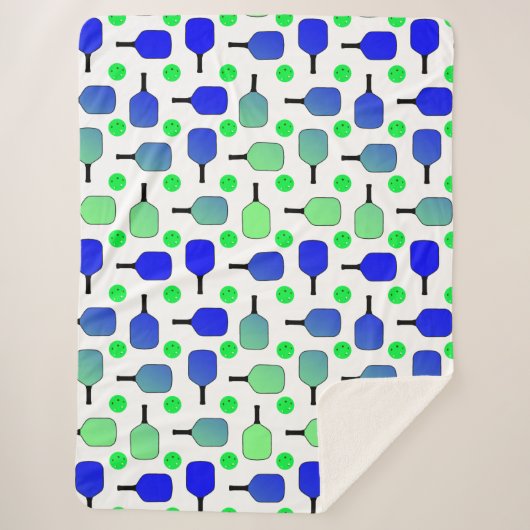 Blauwe en groene Pickleball Paddles Green Pickleba Sherpa Deken (Voorkant)