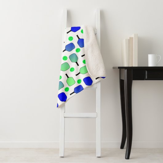 Blauwe en groene Pickleball Paddles Green Pickleba Sherpa Deken (In situ)