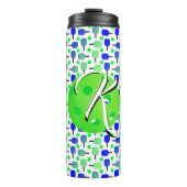 Blauwe en groene pickleball peddels Monogrammed Thermosbeker (Voorkant)