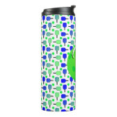 Blauwe en groene pickleball peddels Monogrammed Thermosbeker (Gedraaid links)