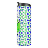 Blauwe en groene pickleball peddels Monogrammed Thermosbeker (Geroteerd rechts)