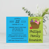 Blauwe en groene picknick Basket Family Reunion Kaart (Staand voorkant)