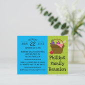 Blauwe en groene picknick Basket Family Reunion Uitnodiging Briefkaart (Staand voorkant)