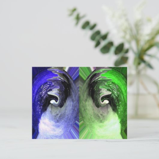 Blauwe en groene planetaire kunst briefkaart (Staand voorkant)