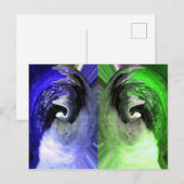 Blauwe en groene planetaire kunst briefkaart (Voorkant / Achterkant)