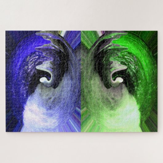 Blauwe en groene planetaire kunst legpuzzel (Horizontaal)