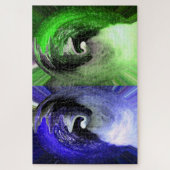 Blauwe en groene planetaire kunst legpuzzel (Verticaal)