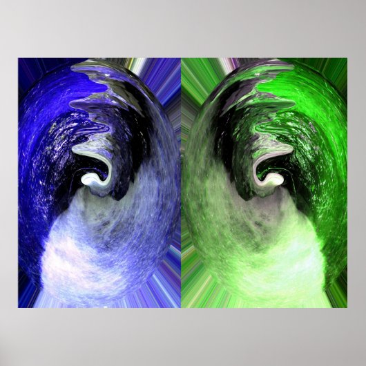Blauwe en groene planetaire kunst poster (Voorkant)