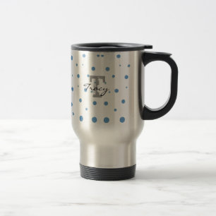 Blauwe en groene poka Dots gepersonaliseerd Reisbeker
