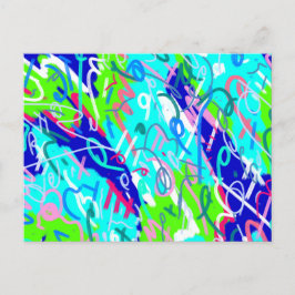 Blauwe en Groene Pop Kunst Briefkaart