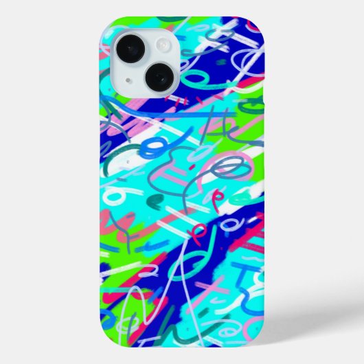 Blauwe en Groene Pop Kunst Case-Mate iPhone Case (Achterkant)