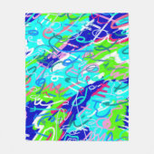 Blauwe en Groene Pop Kunst Fleece Deken (Voorkant)