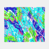 Blauwe en Groene Pop Kunst Fleece Deken (Voorkant (Horizontaal))