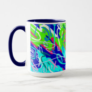 Blauwe en Groene Pop Kunst Mok