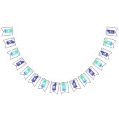 Blauwe en groene Popsiche Happy Birthday Vlaggetjes (Alle)