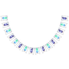 Blauwe en groene Popsiche Happy Birthday Vlaggetjes