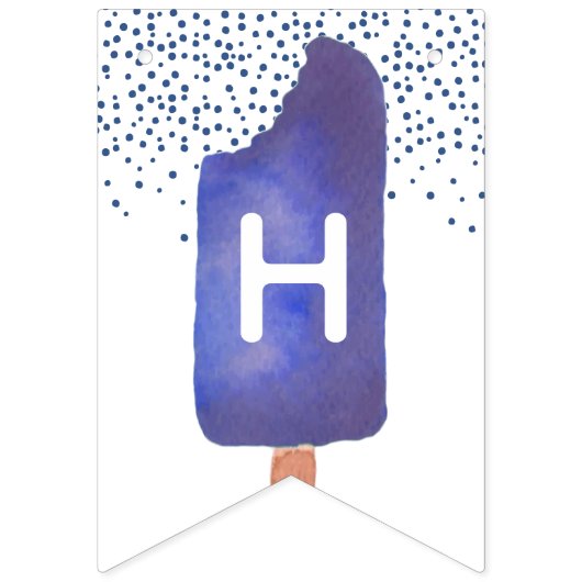 Blauwe en groene Popsiche Happy Birthday Vlaggetjes (Tweede vlag)