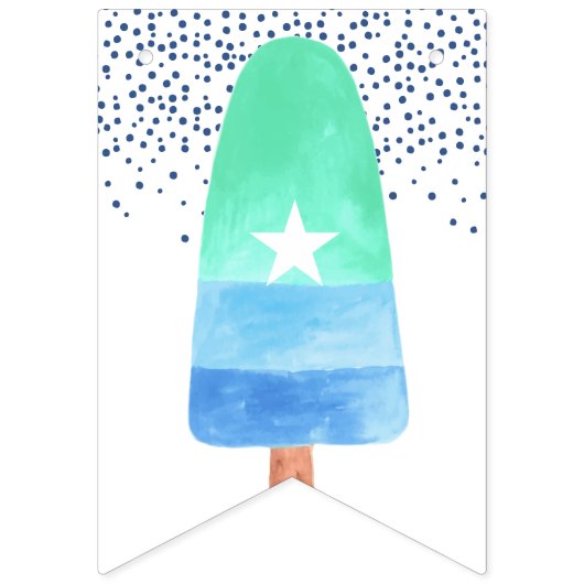 Blauwe en groene Popsiche Happy Birthday Vlaggetjes (Eerste vlag)