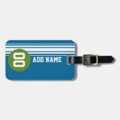 Blauwe en groene  racestrepen bagagelabel (Voorkant horizontaal)