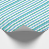 Blauwe en groene Retro Circus Stripes Cadeaupapier (Hoek)