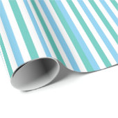 Blauwe en groene Retro Circus Stripes Cadeaupapier (Rol Hoek)