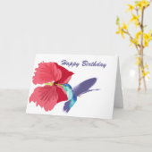 Blauwe en groene reuzenvogel, bewerkbaar Wenskaart Kaart (Gele Bloem)