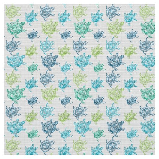 Blauwe en groene schildpadden stof (Swatch)
