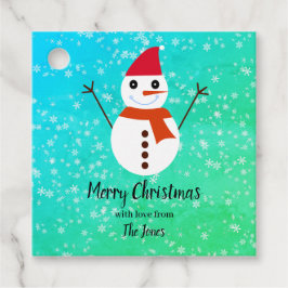 Blauwe en Groene Sneeuwman met sneeuw Kerstmis Bedankjes Labels