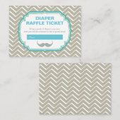 Blauwe en groene snor en Chevron Diaper Raffle Informatiekaartje (Voorkant / Achterkant)