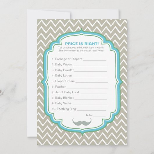 Blauwe en groene snor Prijs is de juiste spel Kaar Kaart (Voorkant)