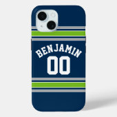 Blauwe en groene sport Jersey Case-Mate iPhone Case (Achterkant)