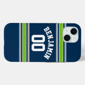 Blauwe en groene sport Jersey Case-Mate iPhone Case (Achterkant (horizontaal))
