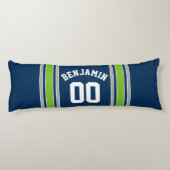 Blauwe en groene sport Jersey Lichaamskussen (Achterkant)