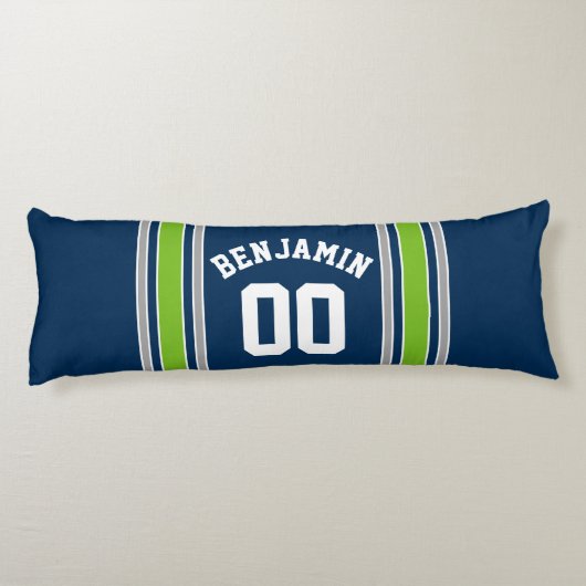 Blauwe en groene sport Jersey Lichaamskussen (Achterkant)